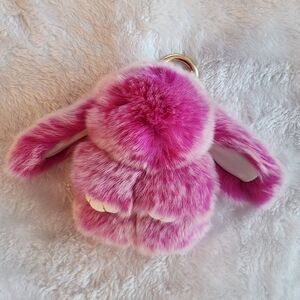 Pink Fluffy Bunny Keychain Bag Charm
